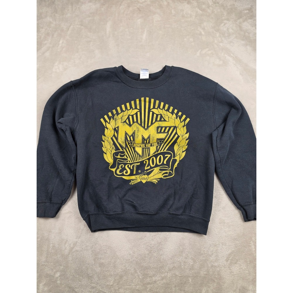 Memphis May Fire Sweatshirt Mens Medium Black Yellow Band‎ Graphic Crewneck